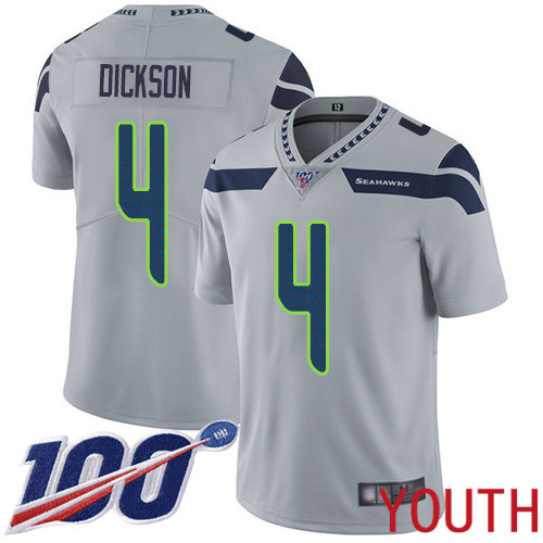 Seattle Seahawks Limited Grey Youth Michael Dickson Alternate Jersey NFL Football #4 100th Season Vapor Untouchable->youth nfl jersey->Youth Jersey
